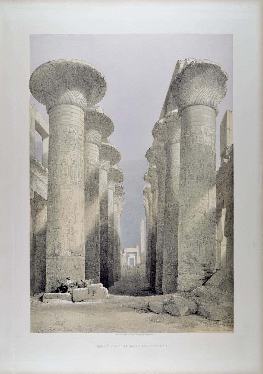 The Great Hall at Karnak, Luxor, Egypt: A 19th C. Lithograph by David Roberts