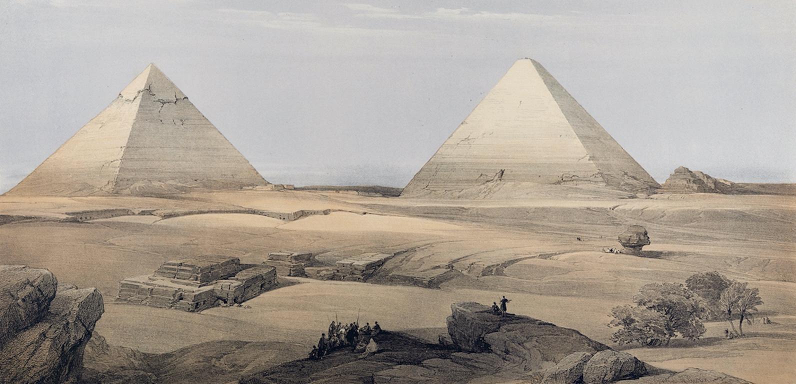 The Great Pyramids of Giza, Egypt: A 19th C. Lithograph by David Roberts For Sale 2