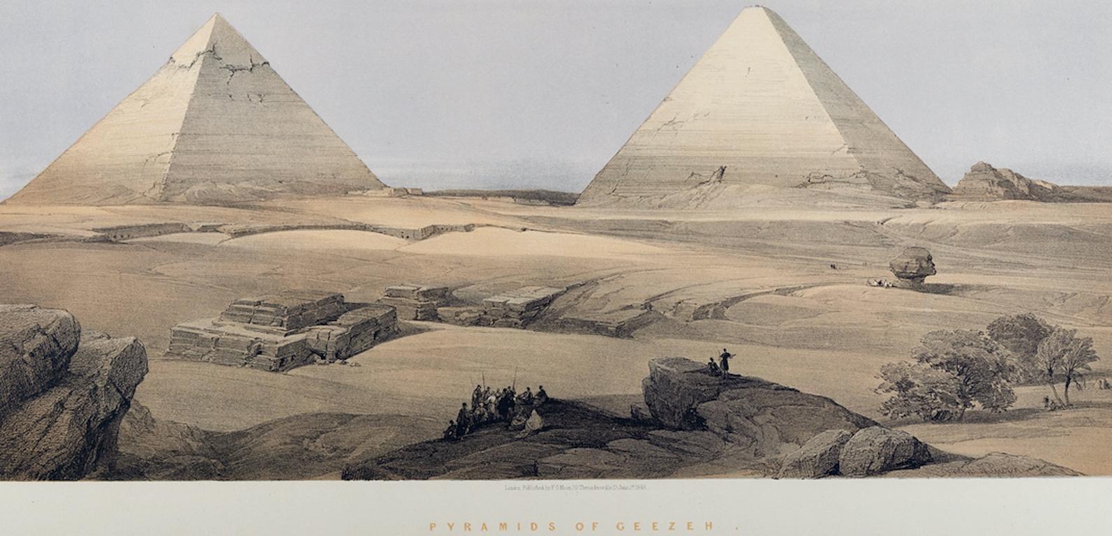 The Great Pyramids of Giza, Egypt: A 19th C. Lithograph by David Roberts For Sale 3