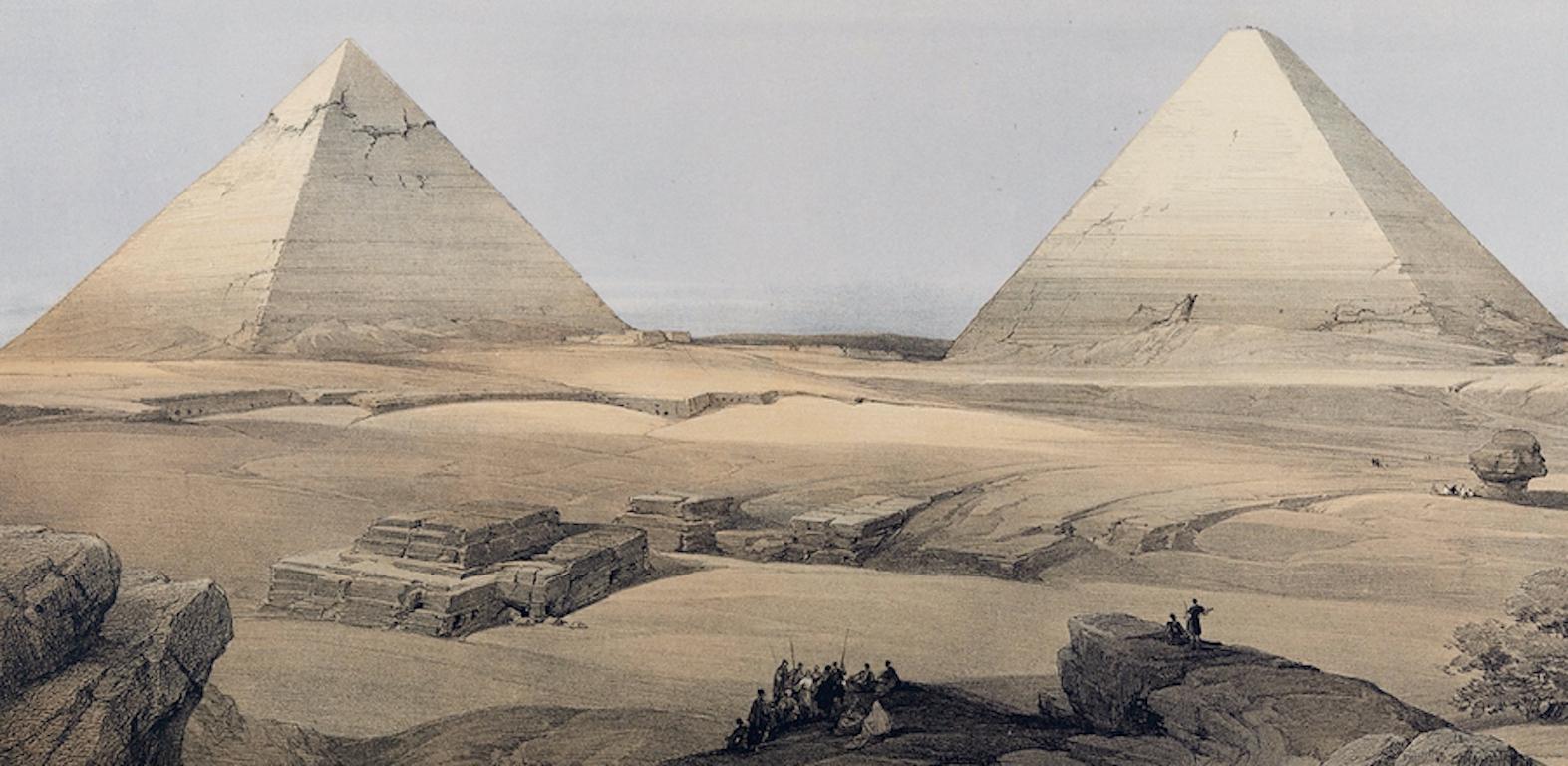 The Great Pyramids of Giza, Egypt: A 19th C. Lithograph by David Roberts For Sale 4