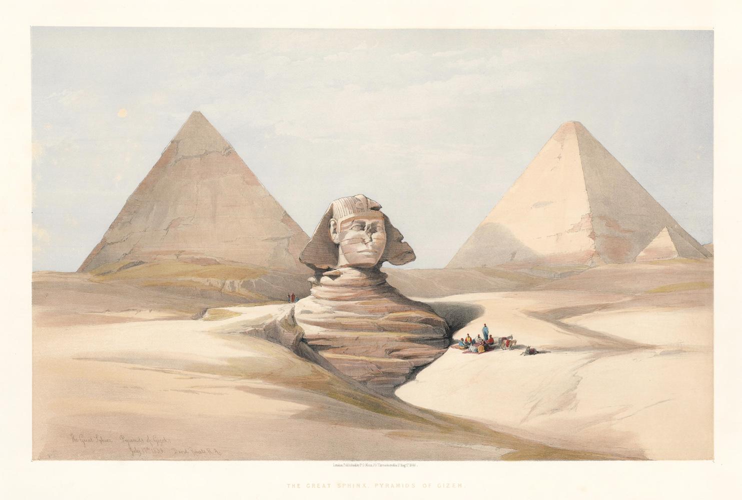 David Roberts Landscape Print - The Great Sphinx. Pyramids at Gizeh.