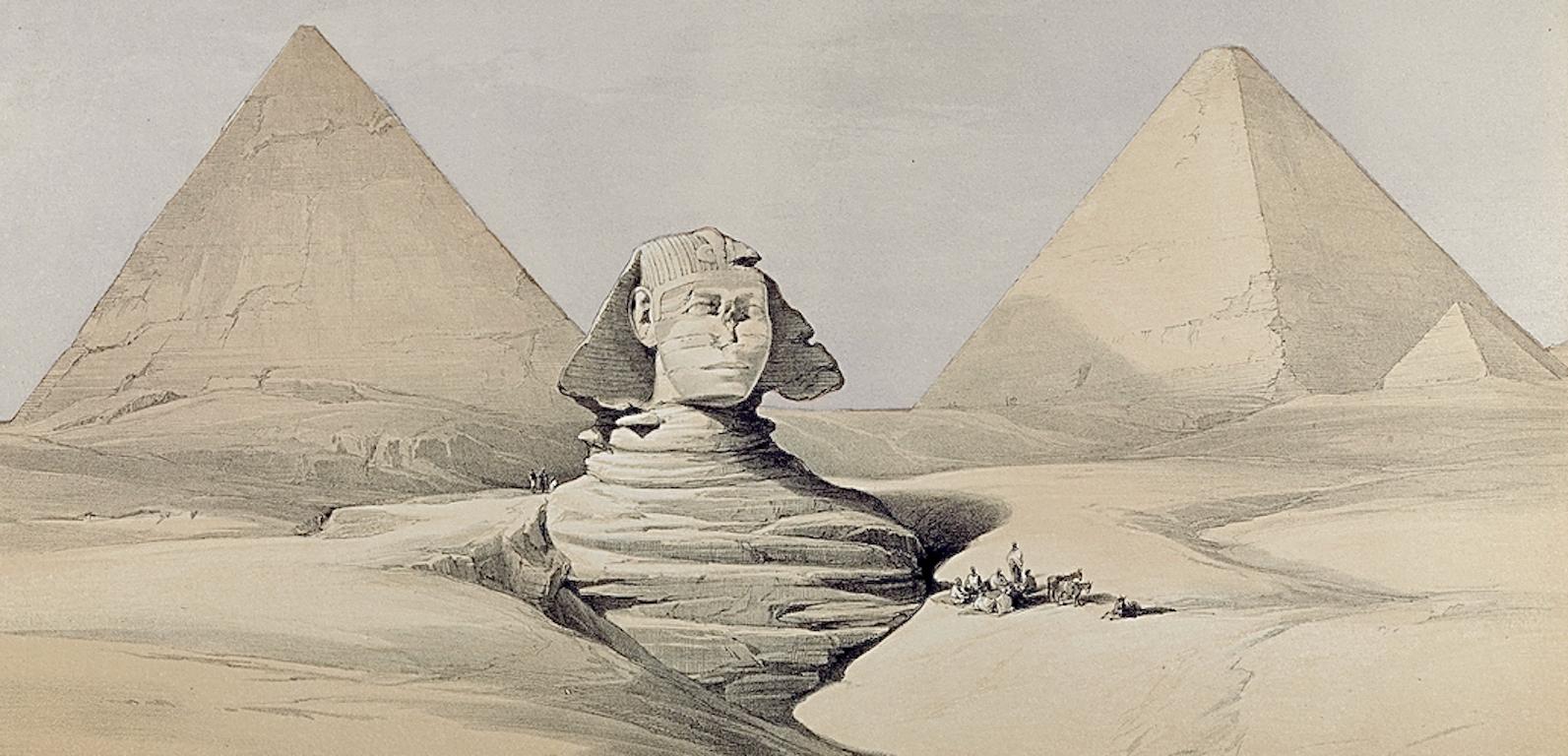 The Great Sphinx & Pyramids, Giza, Egypt: A 19th C. Lithograph by David Roberts For Sale 2