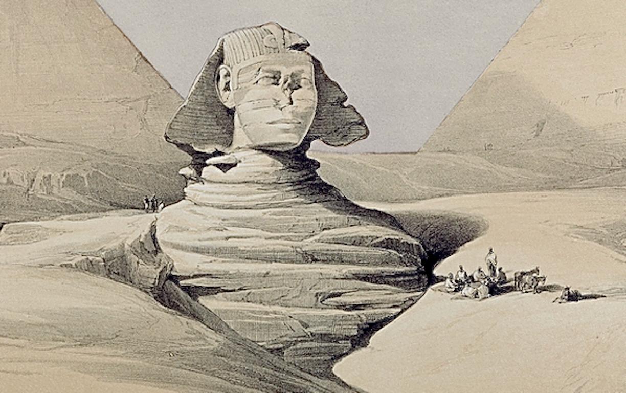 The Great Sphinx & Pyramids, Giza, Egypt: A 19th C. Lithograph by David Roberts For Sale 4