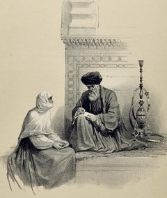 The Letter-Writer, Cairo, Egypt: Original 19th C. Lithograph by David Roberts
