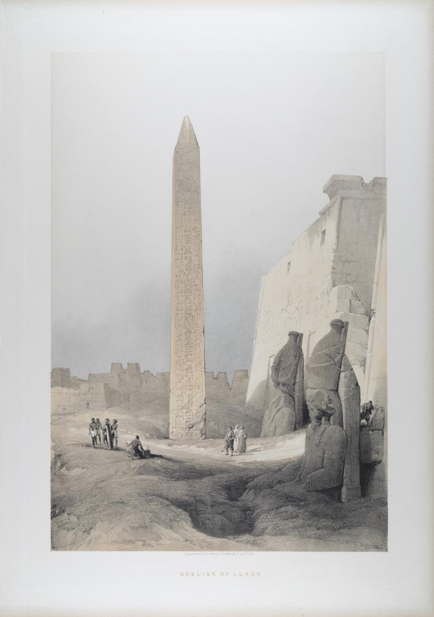 David Roberts Landscape Print - The Obelisk of Luxor: An Original 19th C. Lithograph by D. Roberts