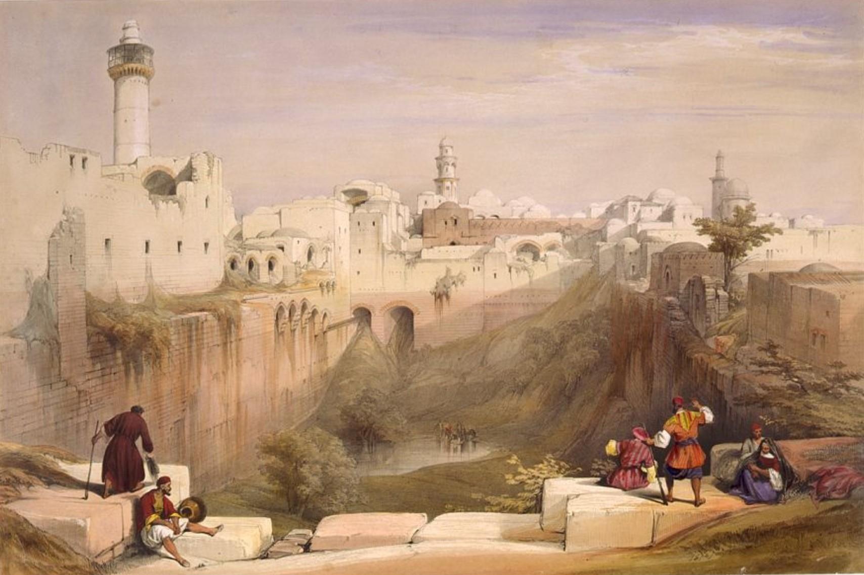 Landscape Print de David Roberts - El estanque de Betesda- Jerusalén