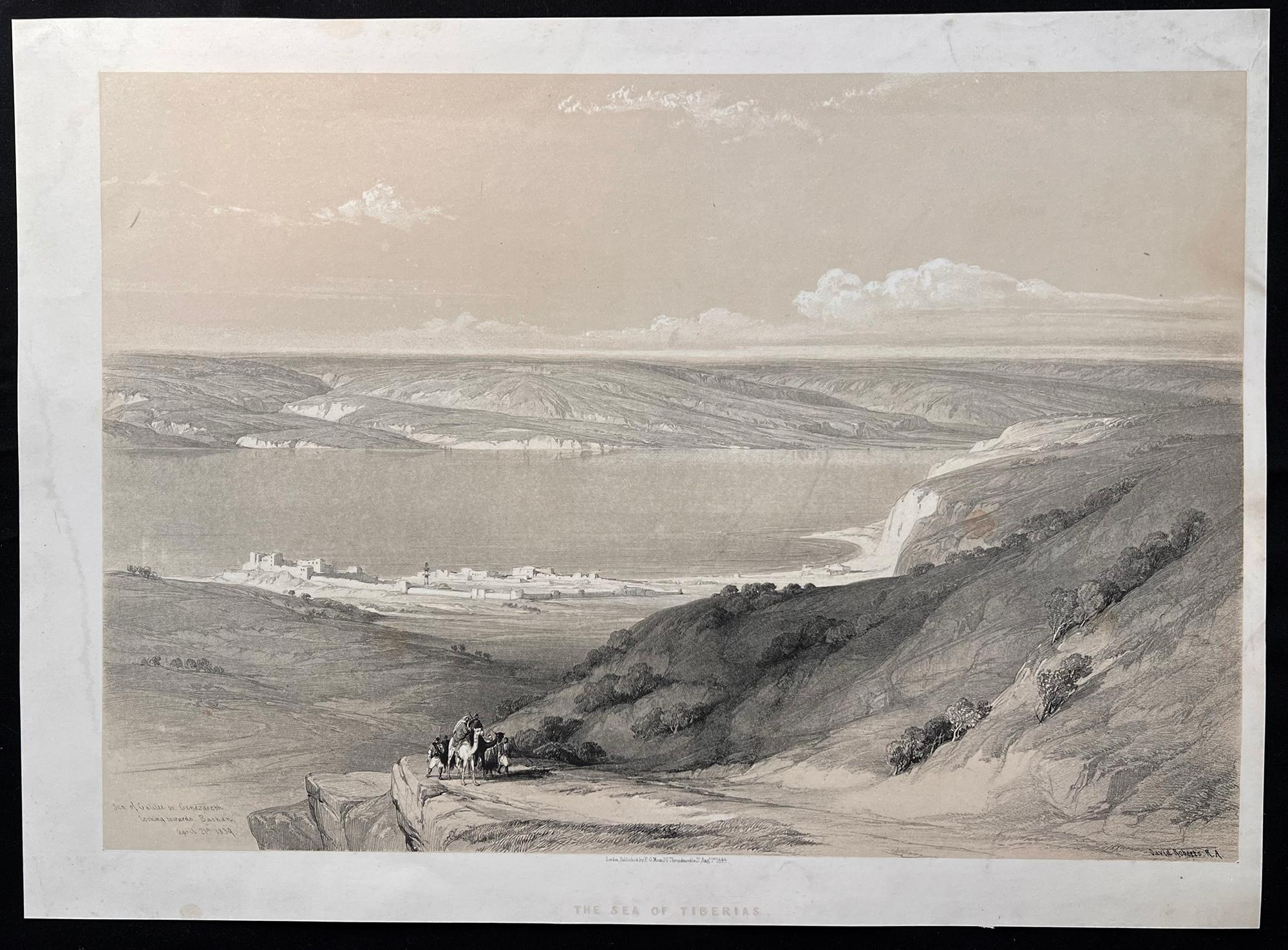 El Mar de Tiberíades. Litografía de David Roberts sobre Tierra Santa, 1844. en venta 1
