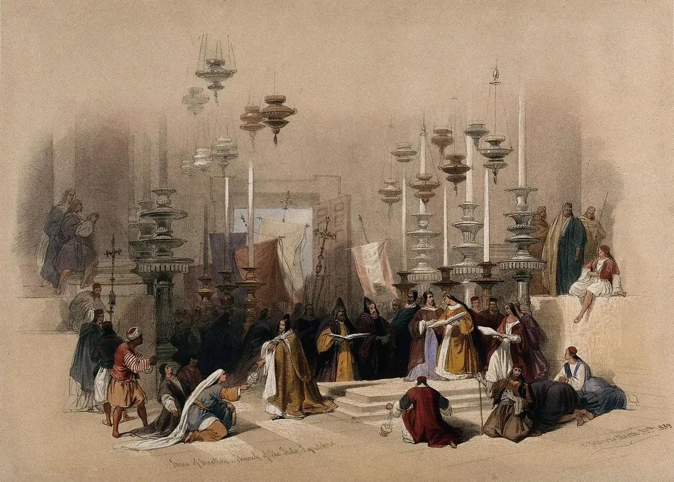 David Roberts Landscape Print – The Stone of Unction