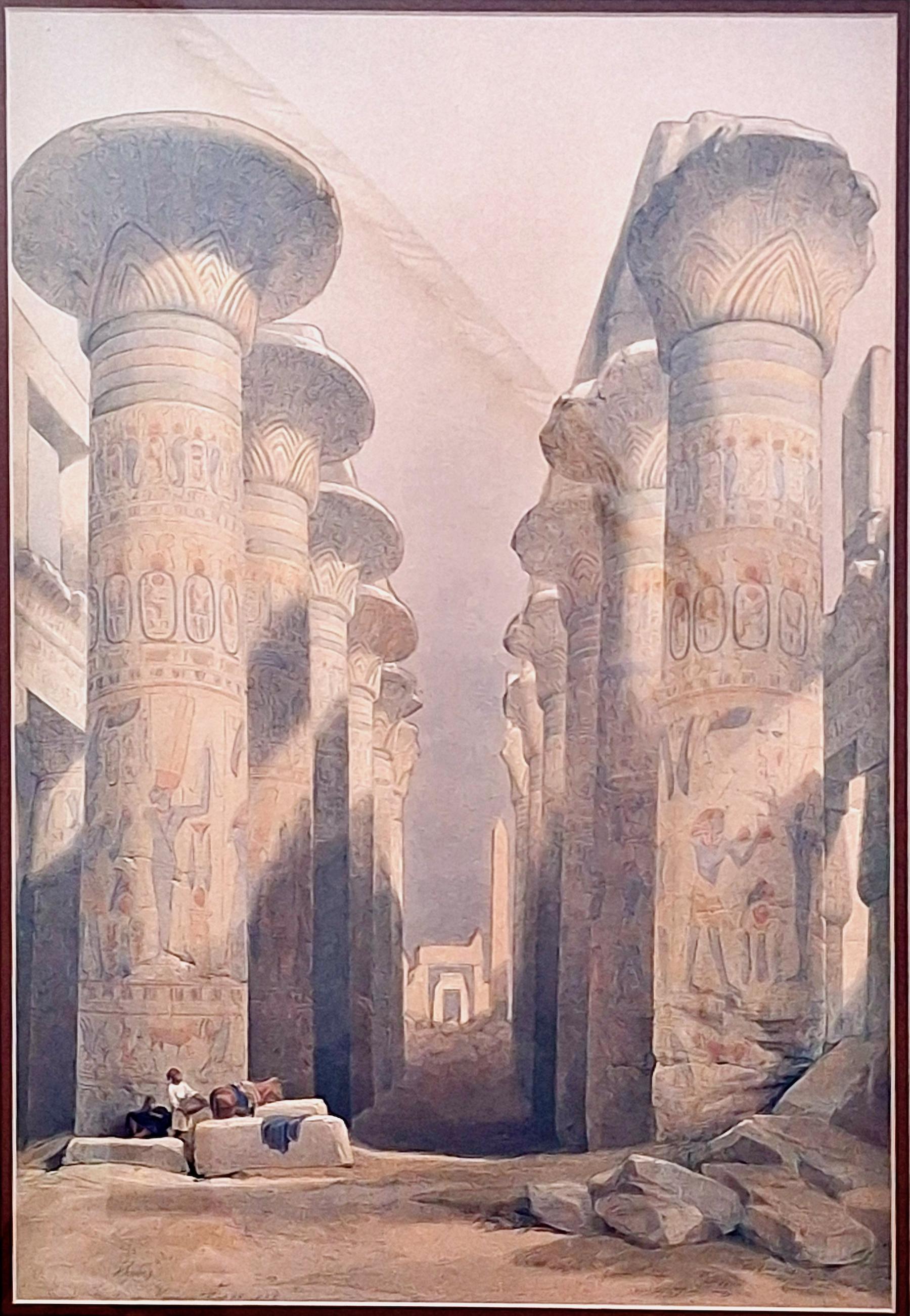 David Roberts Figurative Print – "Theben, Große Halle von Karnak"