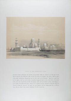 Tombs of the Mamelukes, Cairo, Egypt: Original 19th C. Lithograph by D. Roberts