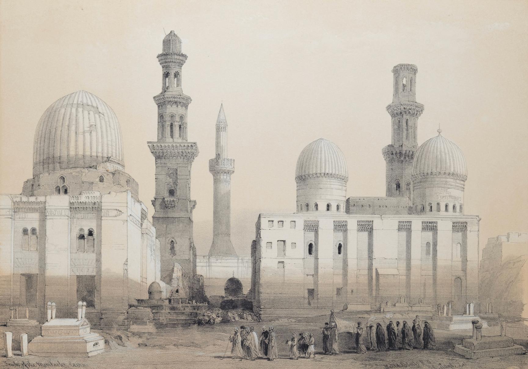 Tombs of the Memlooks, Cairo, Egypt: Original 19th C. Lithograph by D. Roberts