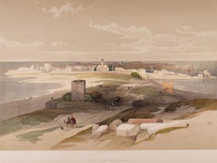 Tyre, From the Isthmus: Roberts' 19th C. Hand-colored Lithograph