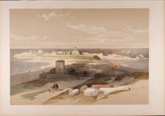 Tyre, From the Isthmus: Roberts' 19th C. Hand-colored Lithograph