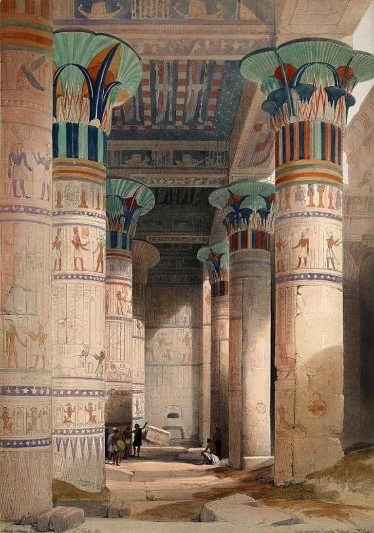 Vista sotto il Grande Portico del Tempio di Philae