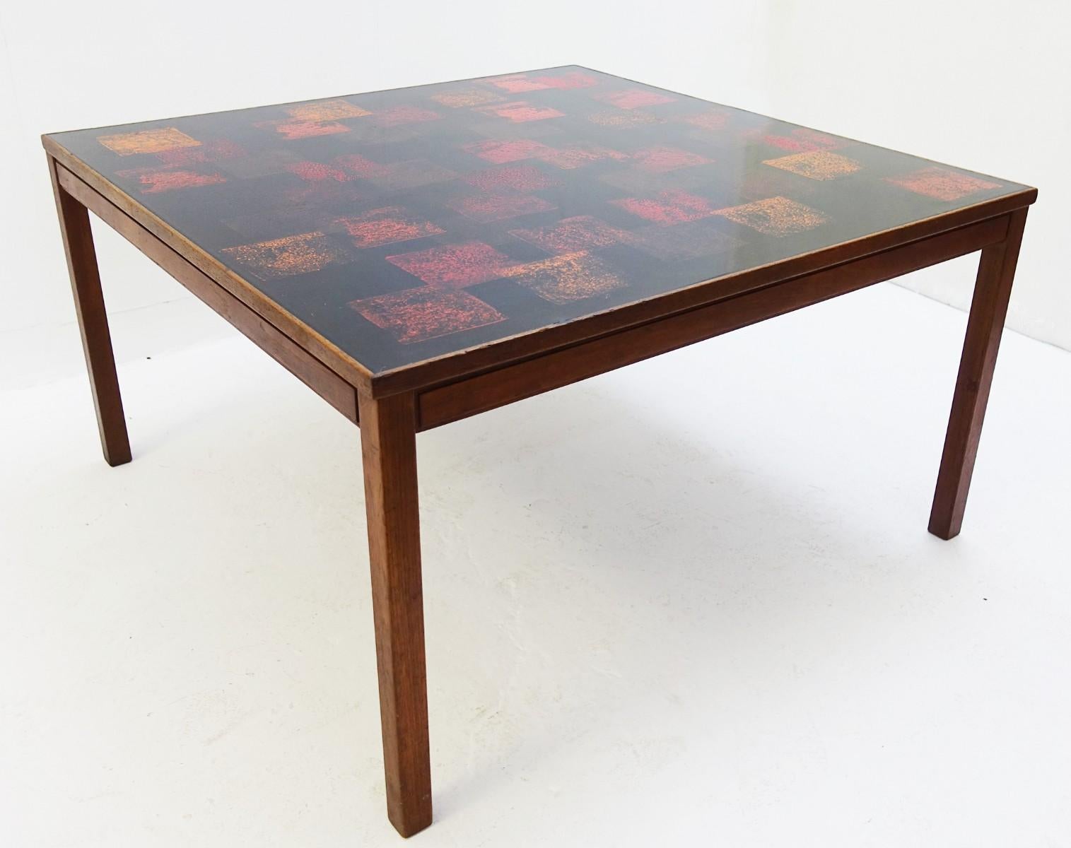 David Rosen and P Torneman Teak and Enamel Coffee Table for NK circa 1965 Sweden In Fair Condition In Brussels, BE