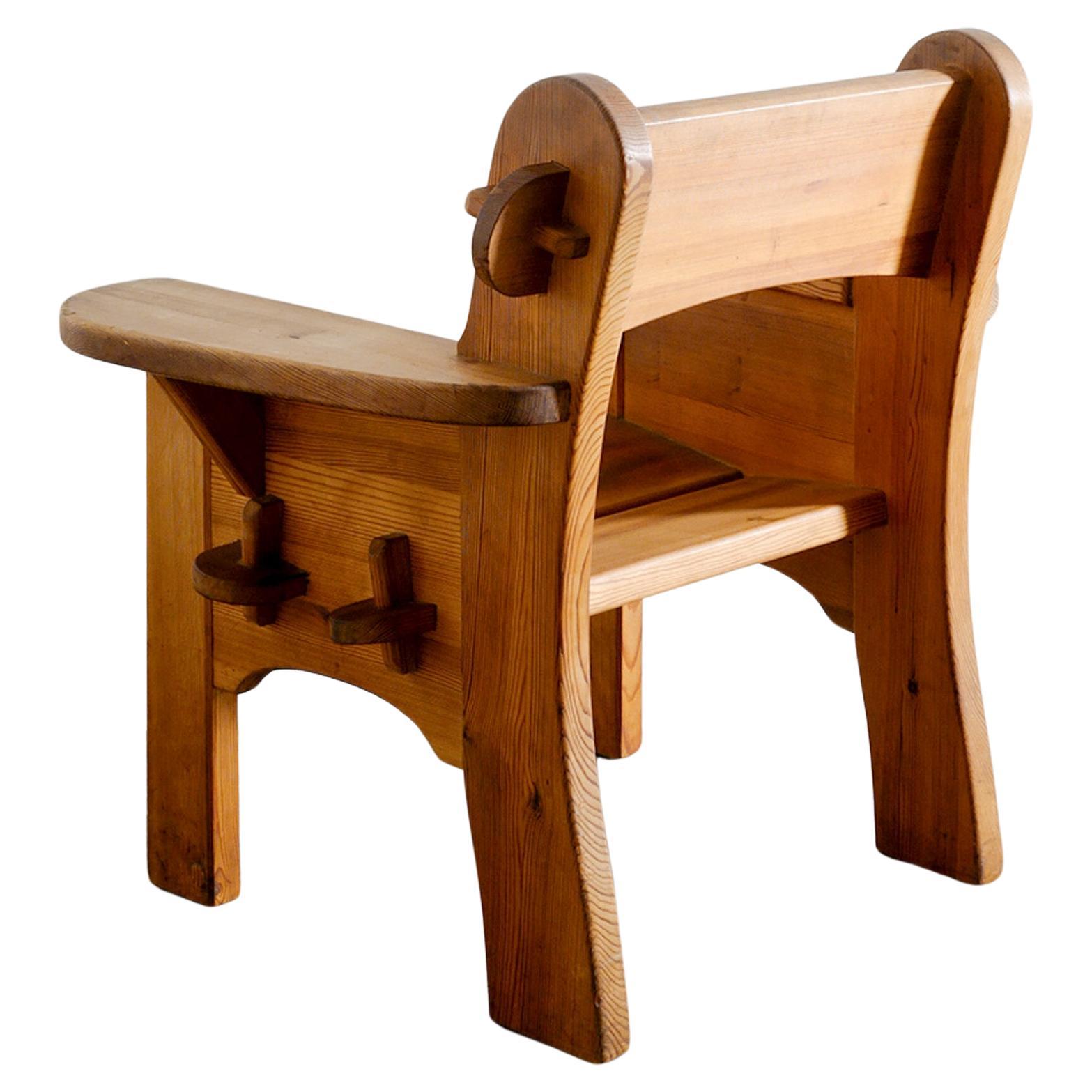 David Rosén "Berga" Armchair in Solid Stained Pine by Nordiska Kompaniet, 1940s For Sale