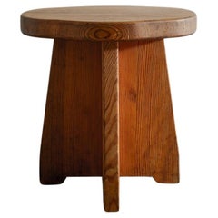 David Rosén "Berga" Pine Low Stool Produced by Nordiska Kompaniet Sweden, 1940s