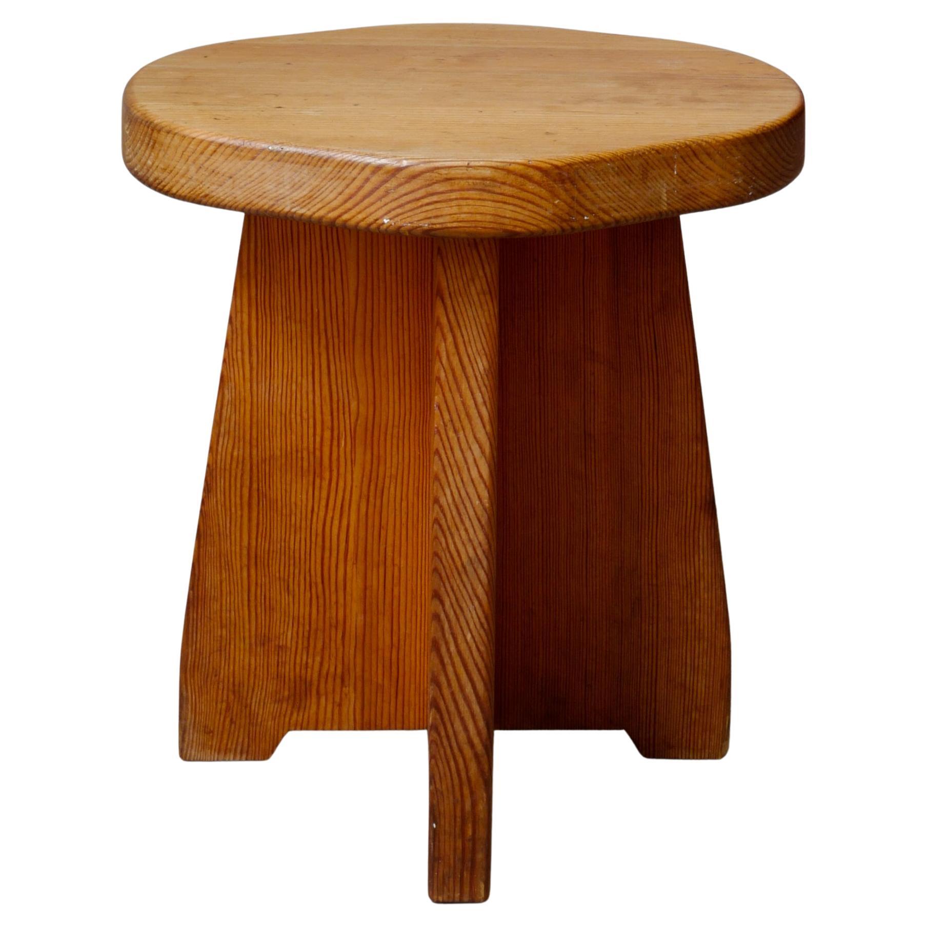 David Rosén "Berga" Pine Stool Produced by Nordiska Kompaniet Sweden, 1930s 