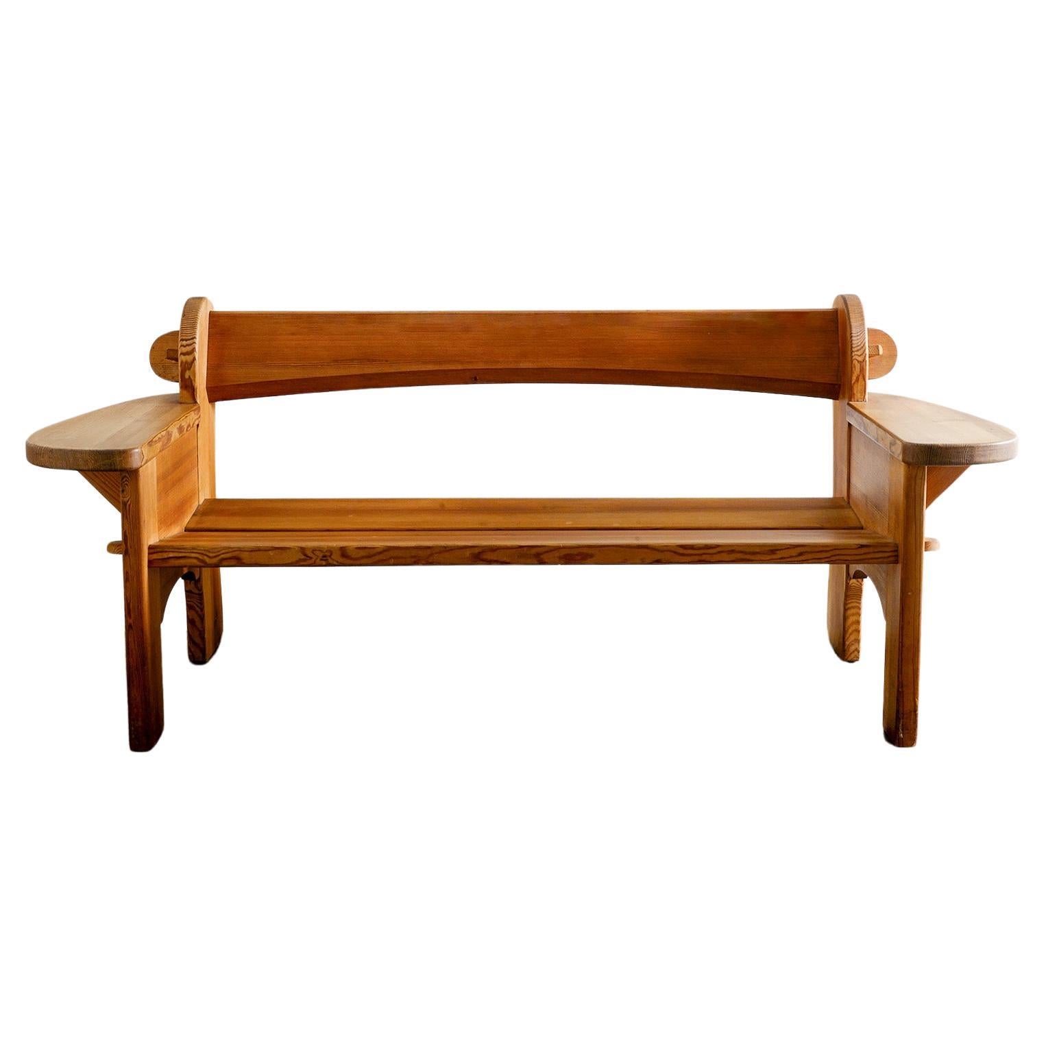 David Rosén "Berga" Sofa in Solid Stained Pine by Nordiska Kompaniet, 1940s For Sale