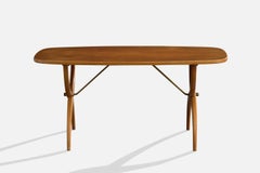David Rosén, Coffee Table, Wood, Brass, Sweden, 1950s