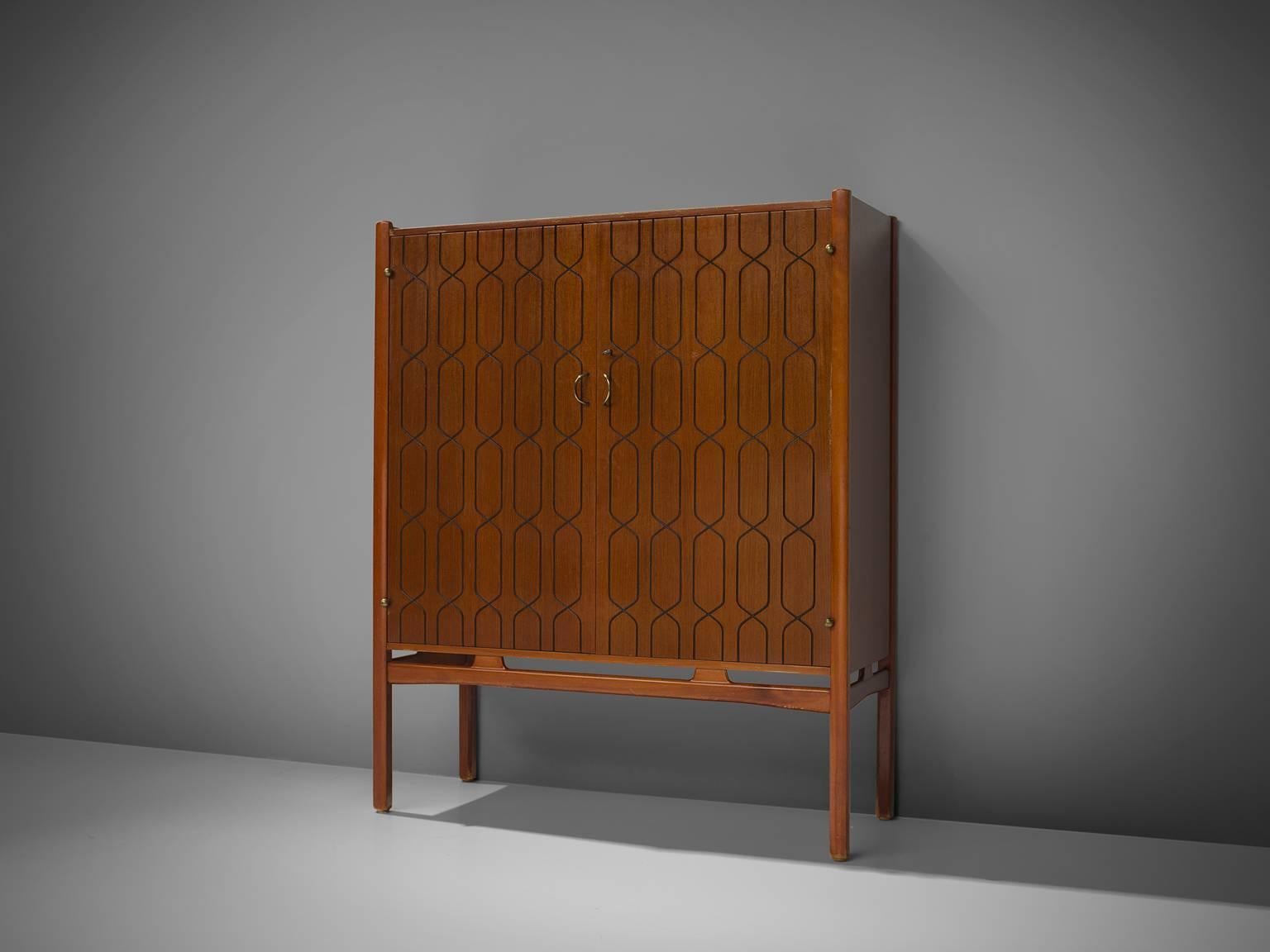 David Rosén for Westbergs Möbler, 'Napoli' cabinet, mahogany and beech, Sweden, circa 1960.

This eloquent cabinet is designed by David Rosén for Westbergs Möbler. The design is quintessential for Rosén who made use of abstract patterns, in which