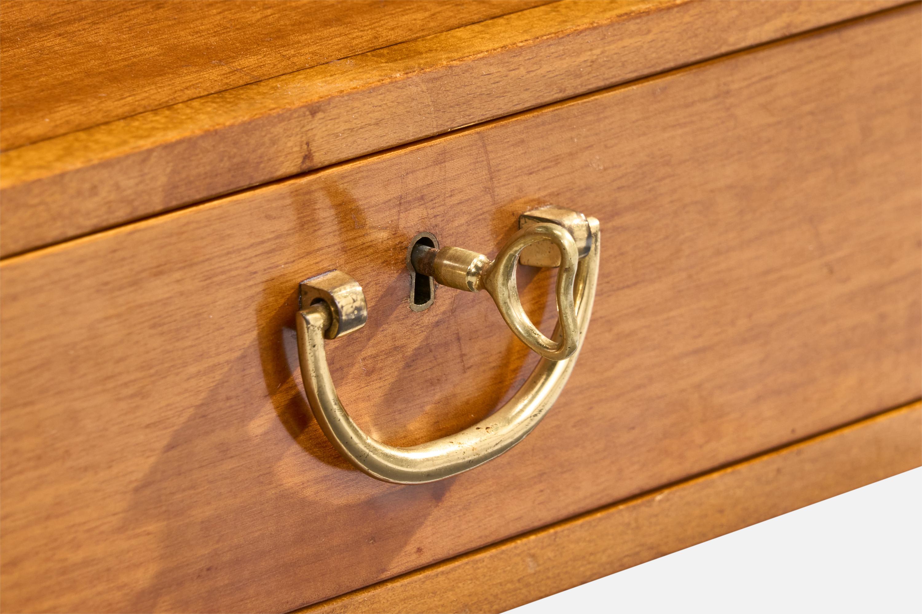 Mid-Century Modern David Rosèn, Nighstands, Wood, Brass, Sweden, 1950s For Sale