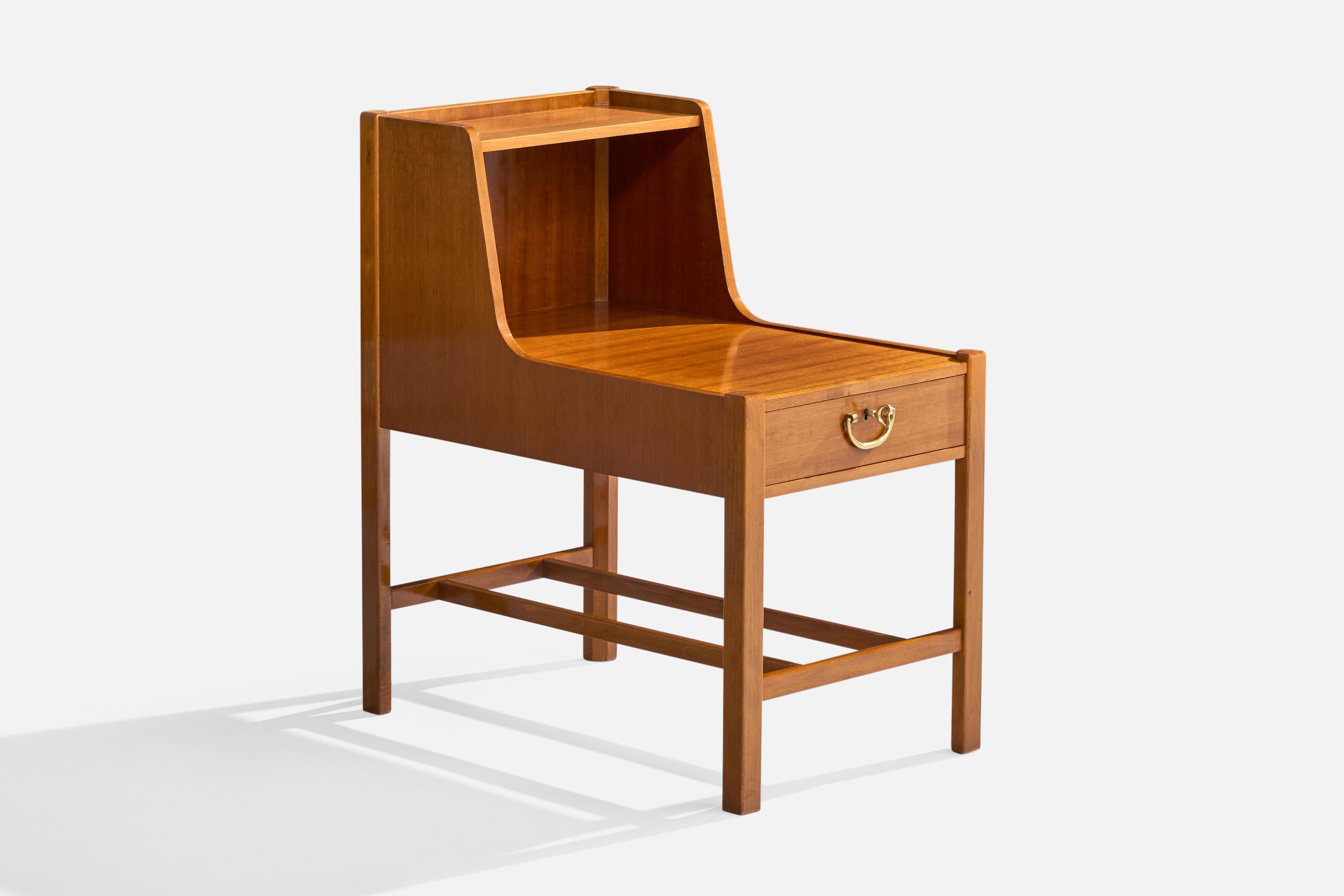 David Rosèn, Nighstands, Wood, Brass, Sweden, 1950s For Sale 2