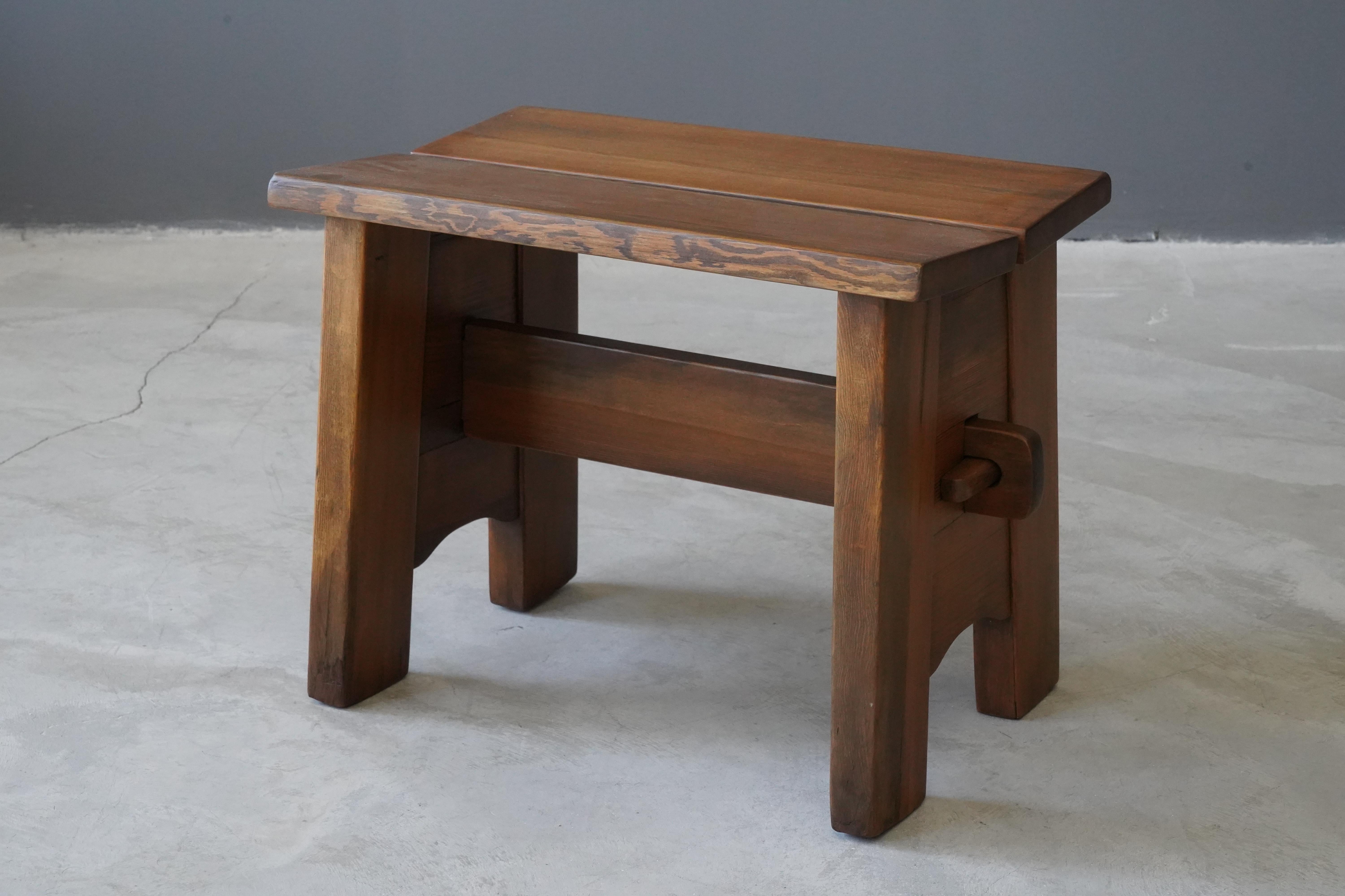 A rare demountable stool designed by David Rosén. Produced and retailed by Nordiska Kompaniet, Sweden, circa 1940s. In solid pine. 

David Rosén served as the head designer at Nordiska Kompaniet, preceeded by Axel Einar Hjorth.

Other designers