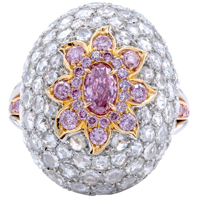 David Rosenberg 0.37 Carat Oval Fancy Purple Pink GIA Dome Flower Diamond  Ring For Sale at 1stDibs dome gia, giadome, 0.37 carat diamond price