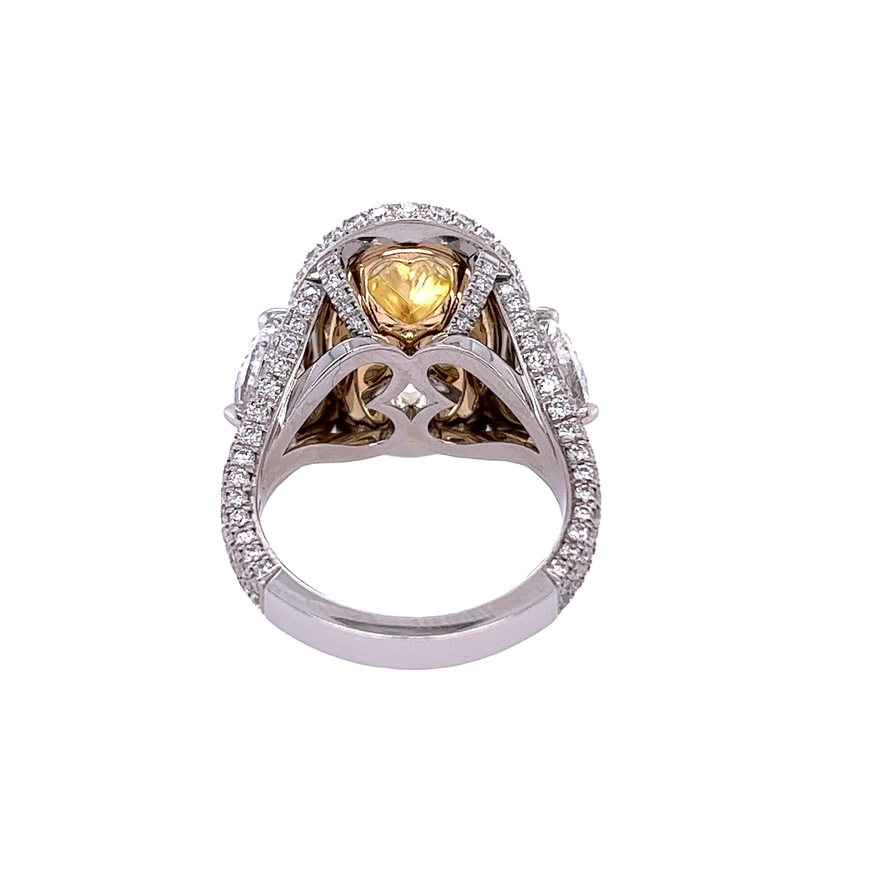 Modern David Rosenberg 10.01 Ct Oval Fancy Yellow VS2 GIA Diamond Engagement Ring For Sale