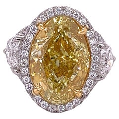David Rosenberg 10.01 Ct Oval Fancy Yellow VS2 GIA Diamond Engagement Ring