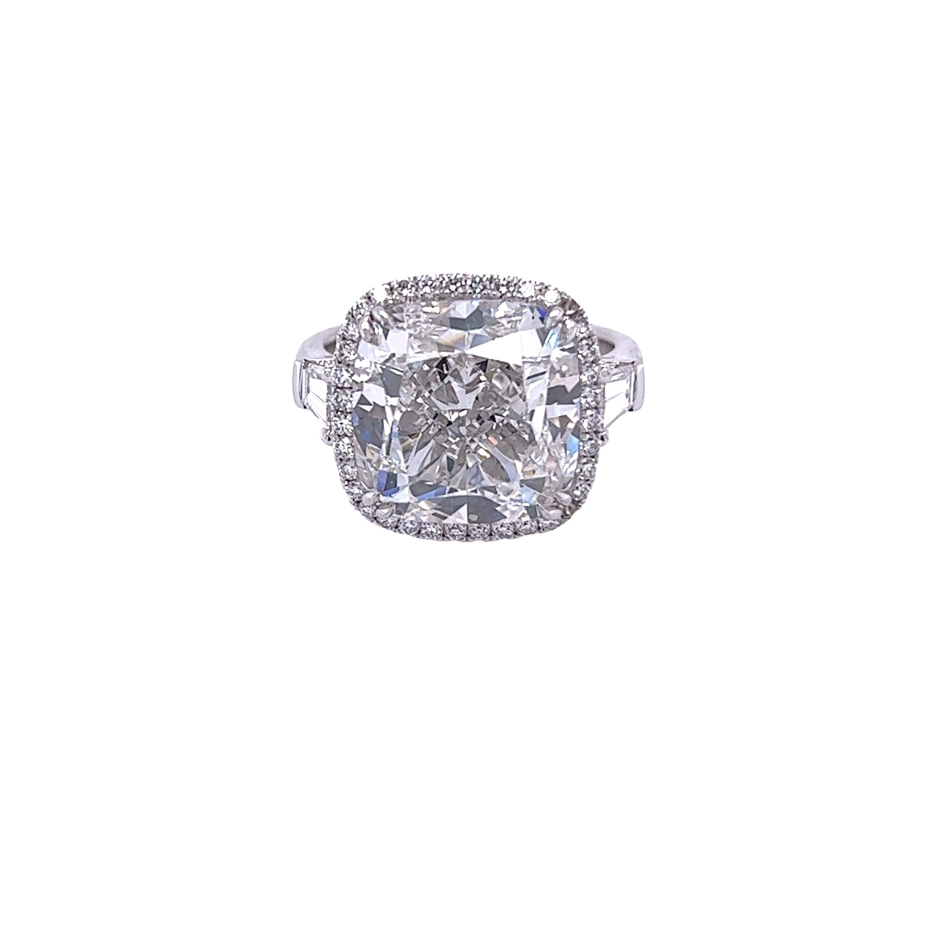 Modern David Rosenberg 10.02 Carat Cushion Cut E VS2 GIA Diamond Engagement Ring