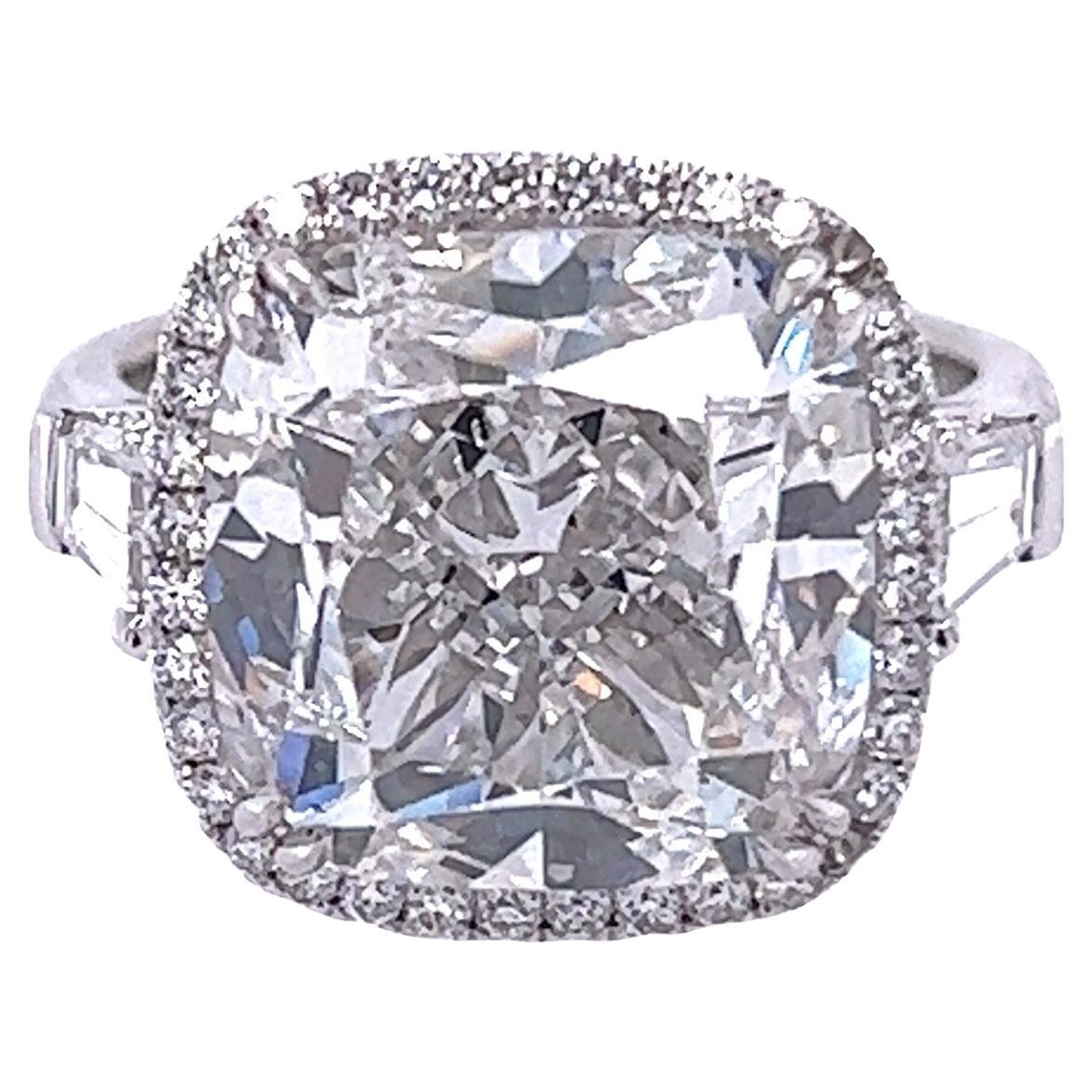 David Rosenberg 10.02 Carat Cushion Cut E VS2 GIA Diamond Engagement Ring