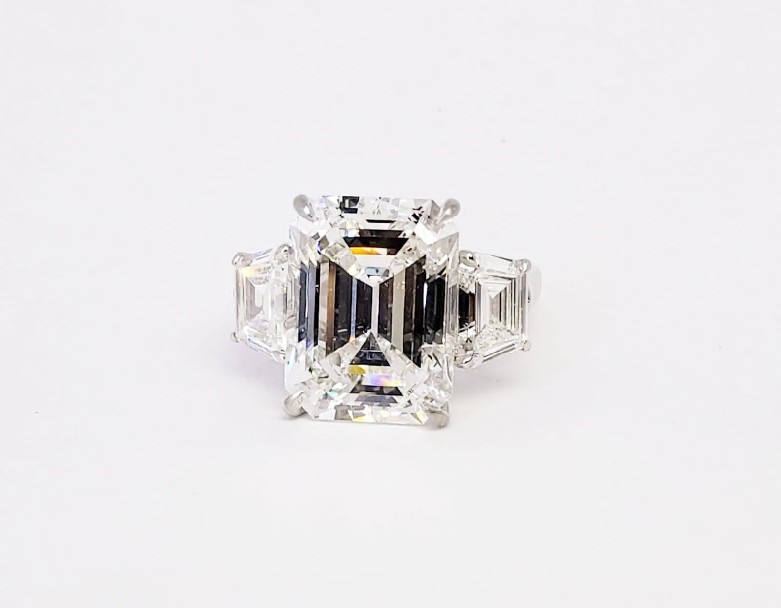 Modern David Rosenberg 10.02 Carat Emerald Cut F VVS2 GIA Diamond Engagement Ring