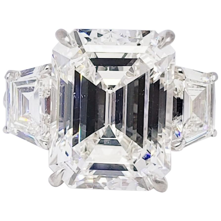 David Rosenberg 10.02 Carat Emerald Cut F VVS2 GIA Diamond Engagement Ring