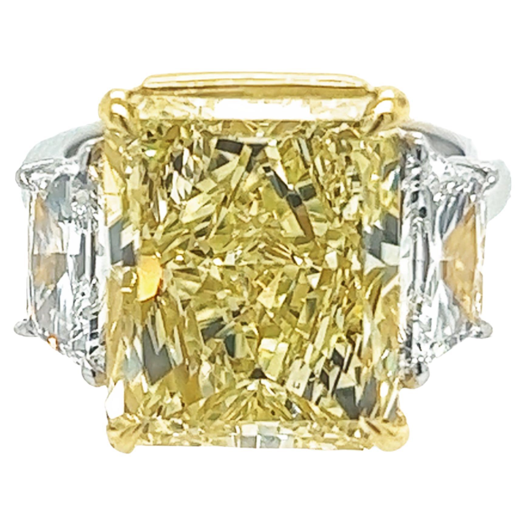David Rosenberg 10.03 Carat Radiant Fancy Yellow VS2 GIA Diamond Engagement Ring