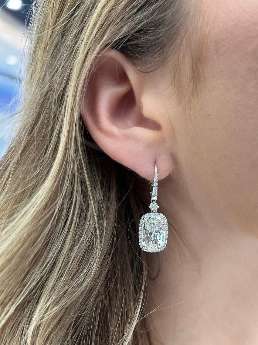 GIA-Tropfen-Ohrringe mit 10,04 Karat Diamanten in Kissenform von David Rosenberg im Angebot 6