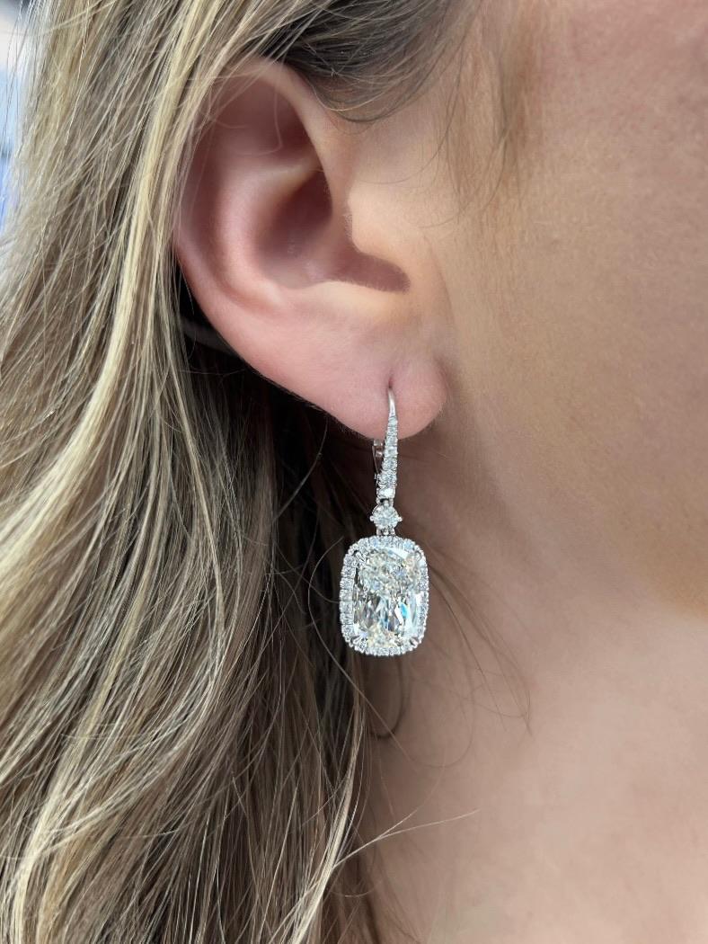 GIA-Tropfen-Ohrringe mit 10,04 Karat Diamanten in Kissenform von David Rosenberg im Angebot 7