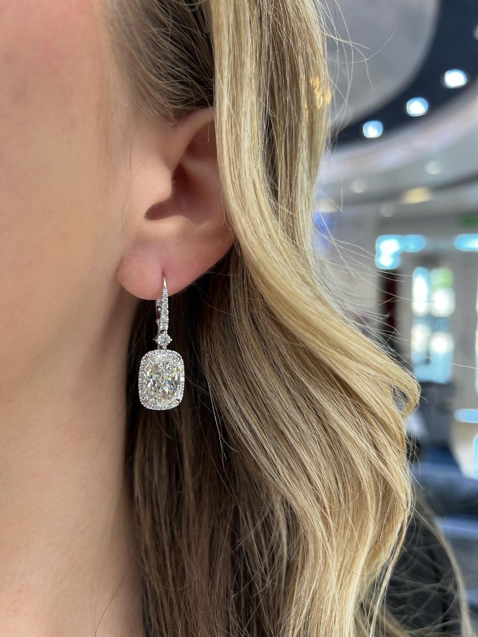 GIA-Tropfen-Ohrringe mit 10,04 Karat Diamanten in Kissenform von David Rosenberg im Angebot 8