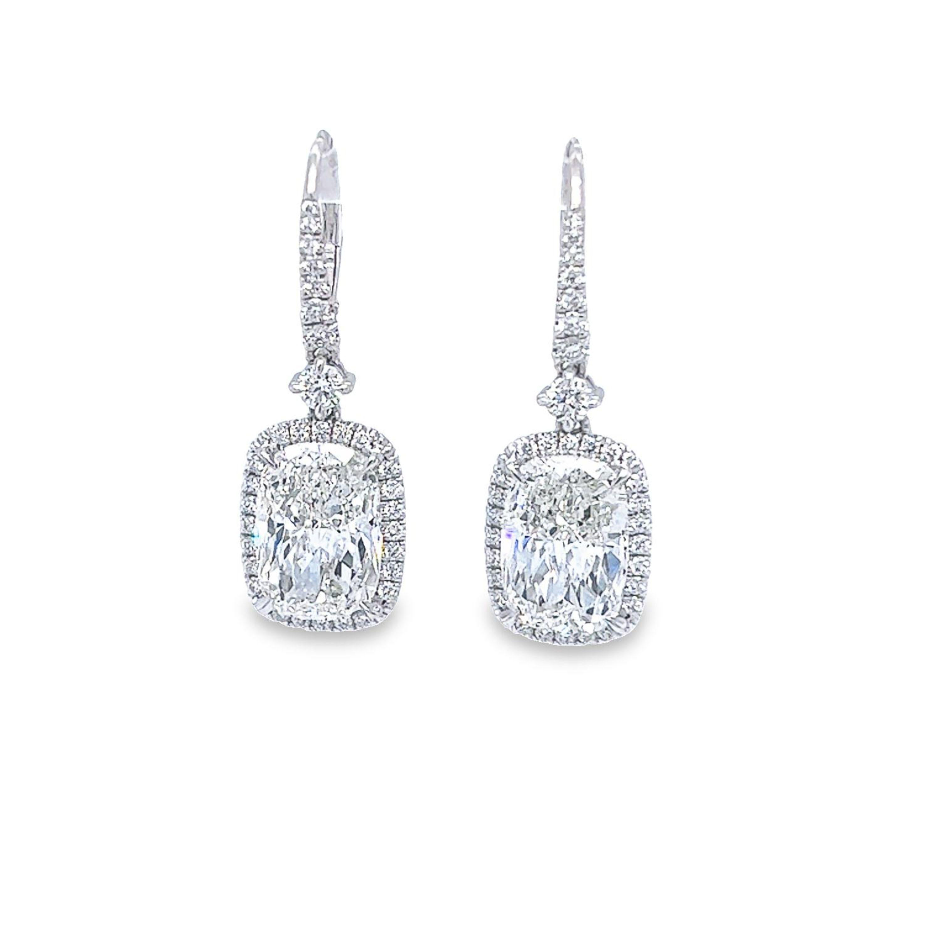 Modern David Rosenberg 10.04 Carat Cushion Shape GIA Drop Dangle Diamond Earrings For Sale