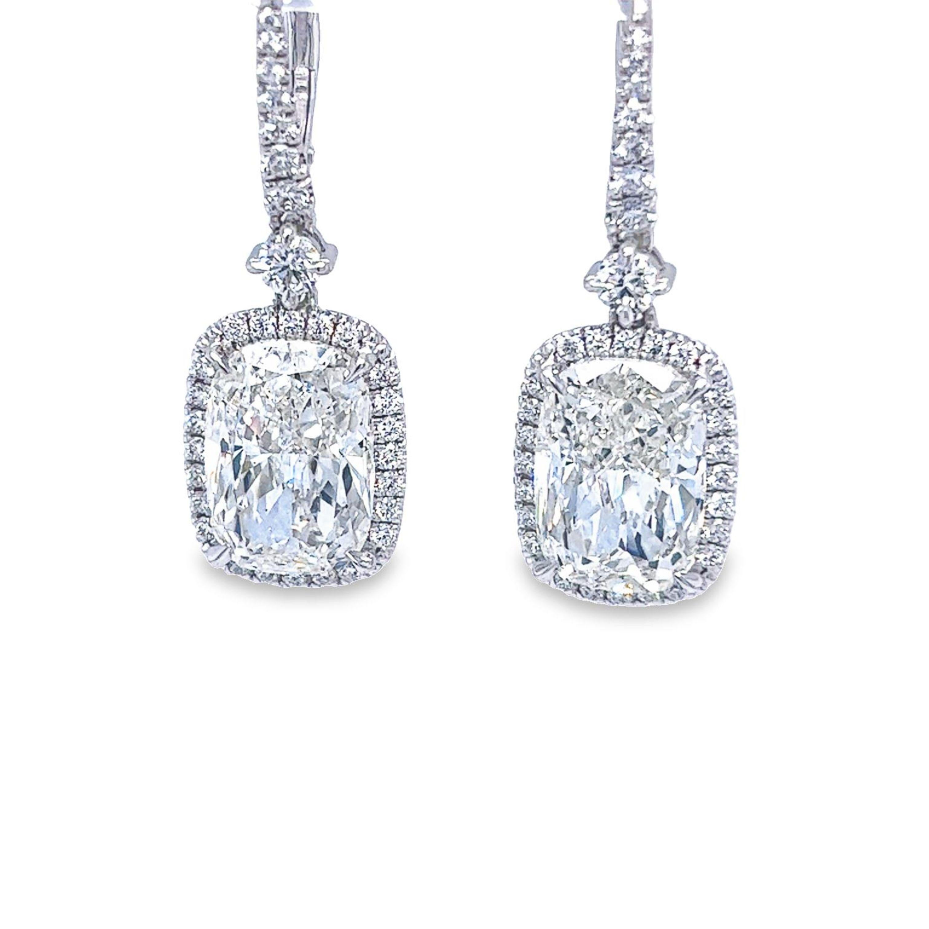 Pear Cut David Rosenberg 10.04 Carat Cushion Shape GIA Drop Dangle Diamond Earrings For Sale