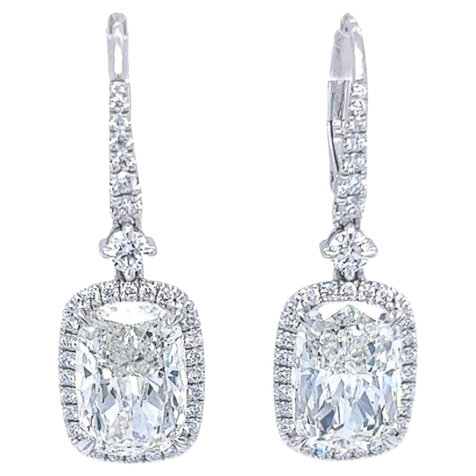 GIA-Tropfen-Ohrringe mit 10,04 Karat Diamanten in Kissenform von David Rosenberg im Angebot