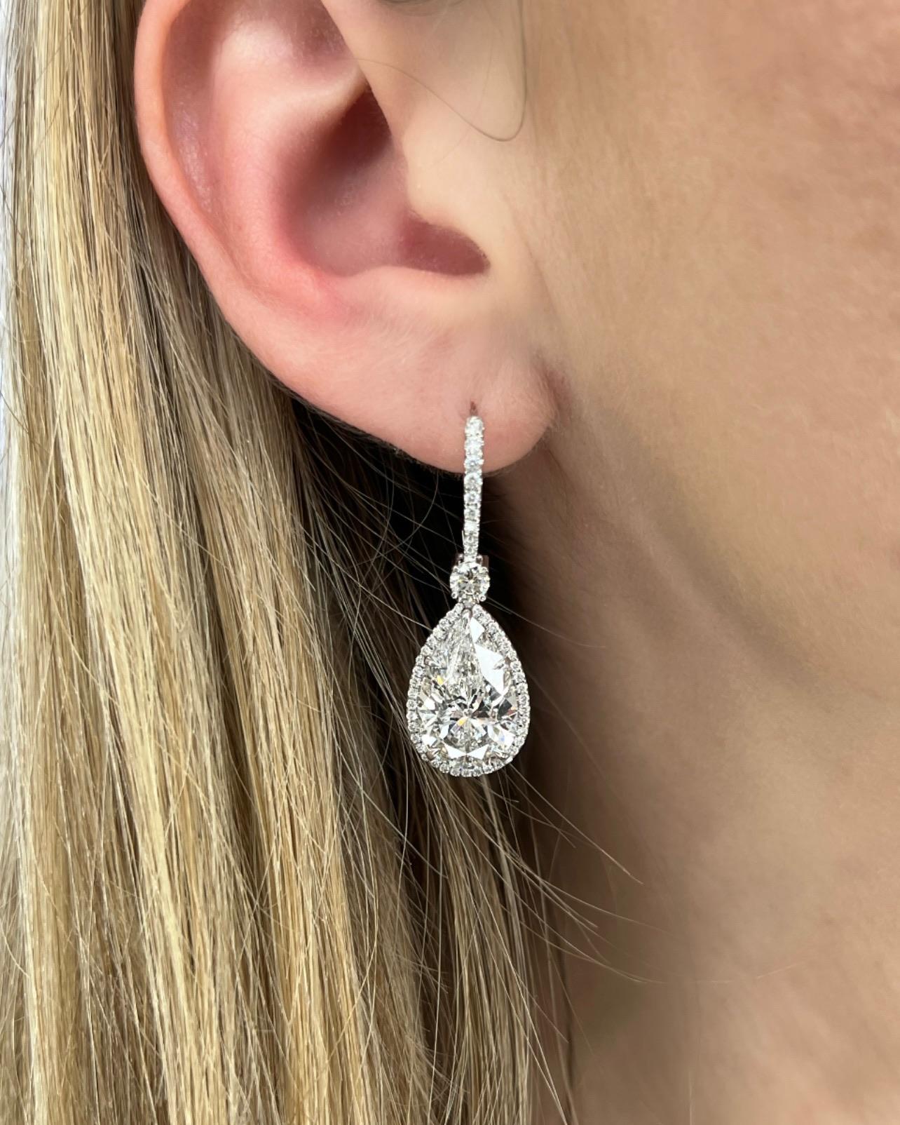 David Rosenberg 10.05 Carat Pear Shape GIA Drop Dangle Diamond Earrings 4