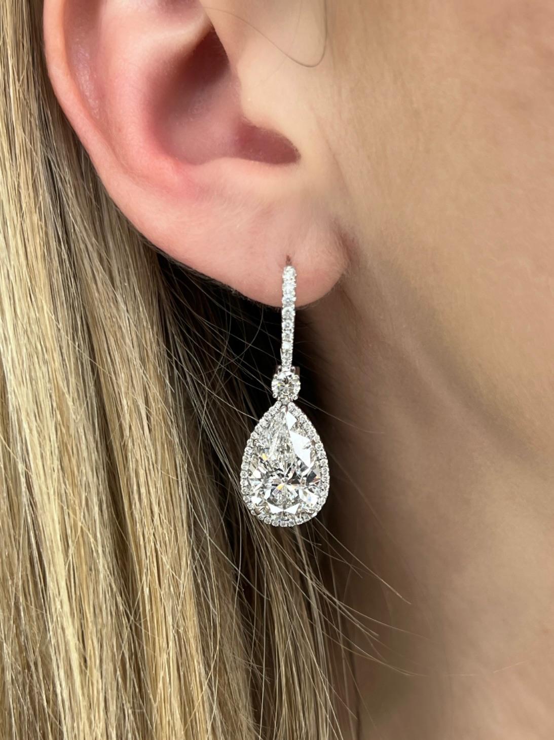David Rosenberg 10.05 Carat Pear Shape GIA Drop Dangle Diamond Earrings 5