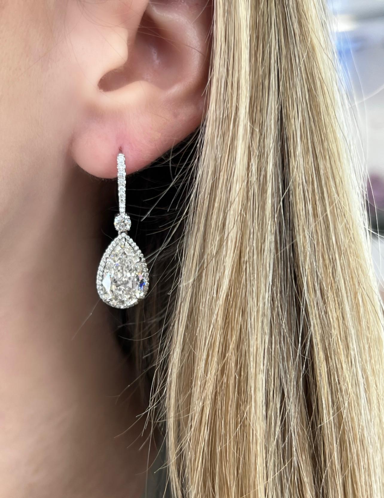 David Rosenberg 10.05 Carat Pear Shape GIA Drop Dangle Diamond Earrings 6