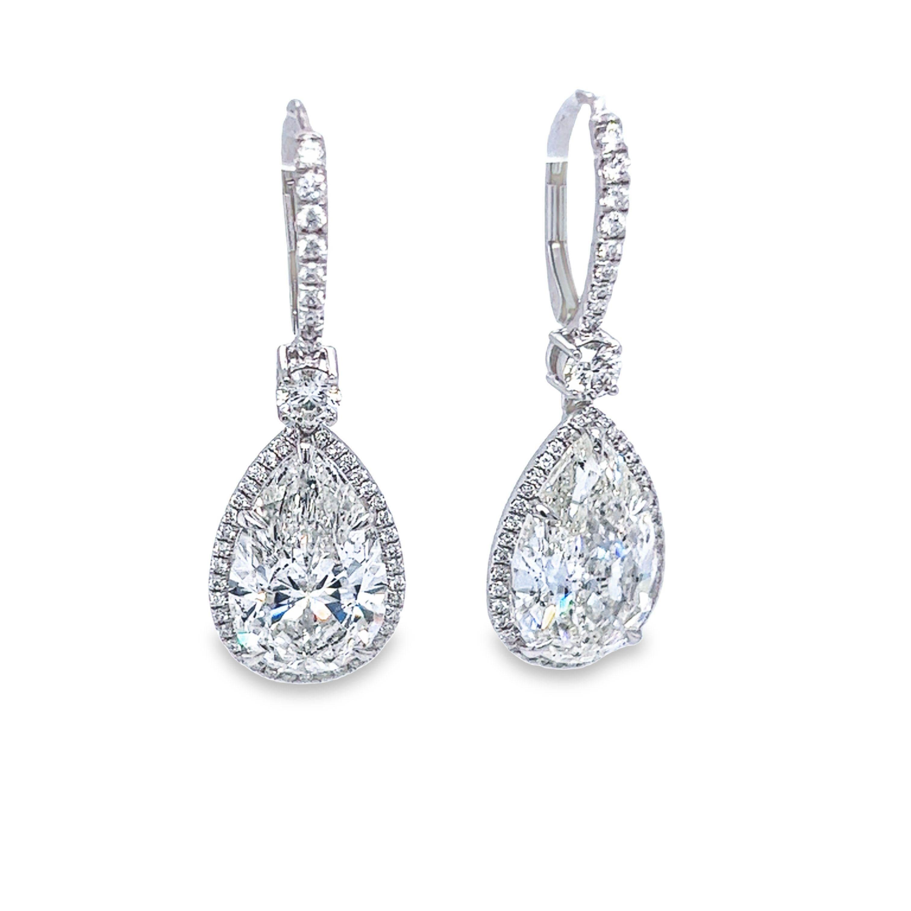 Modern David Rosenberg 10.05 Carat Pear Shape GIA Drop Dangle Diamond Earrings