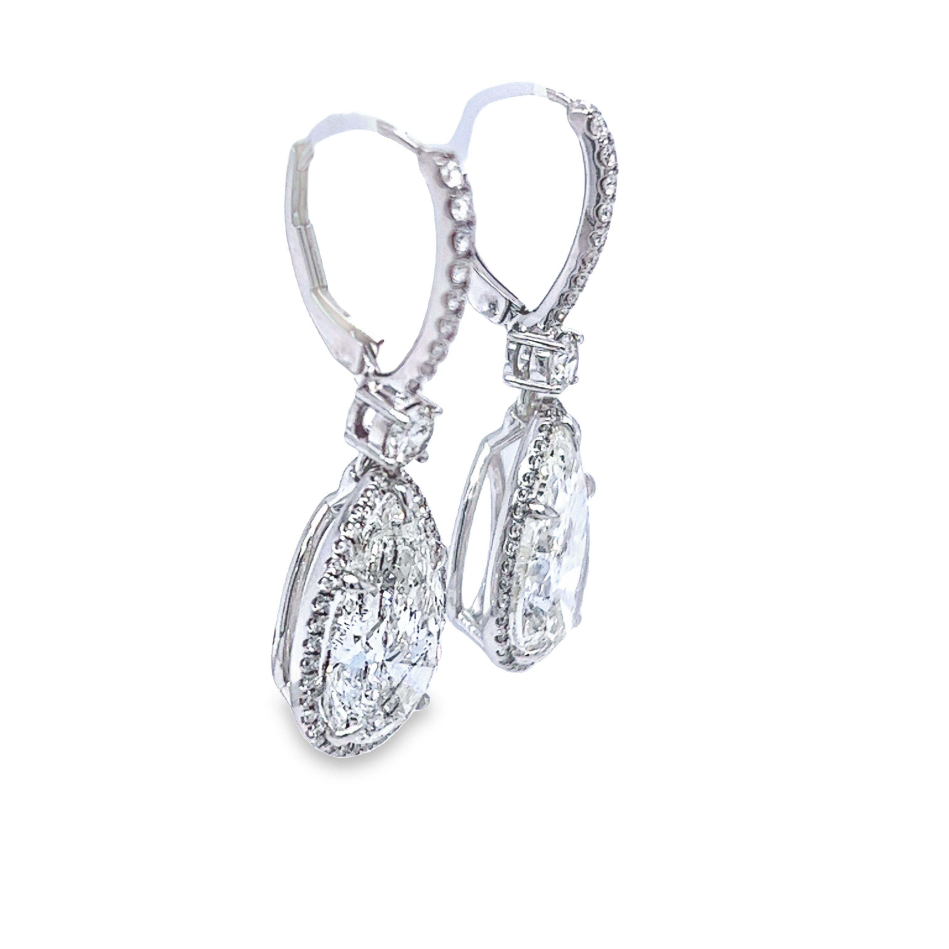 Pear Cut David Rosenberg 10.05 Carat Pear Shape GIA Drop Dangle Diamond Earrings