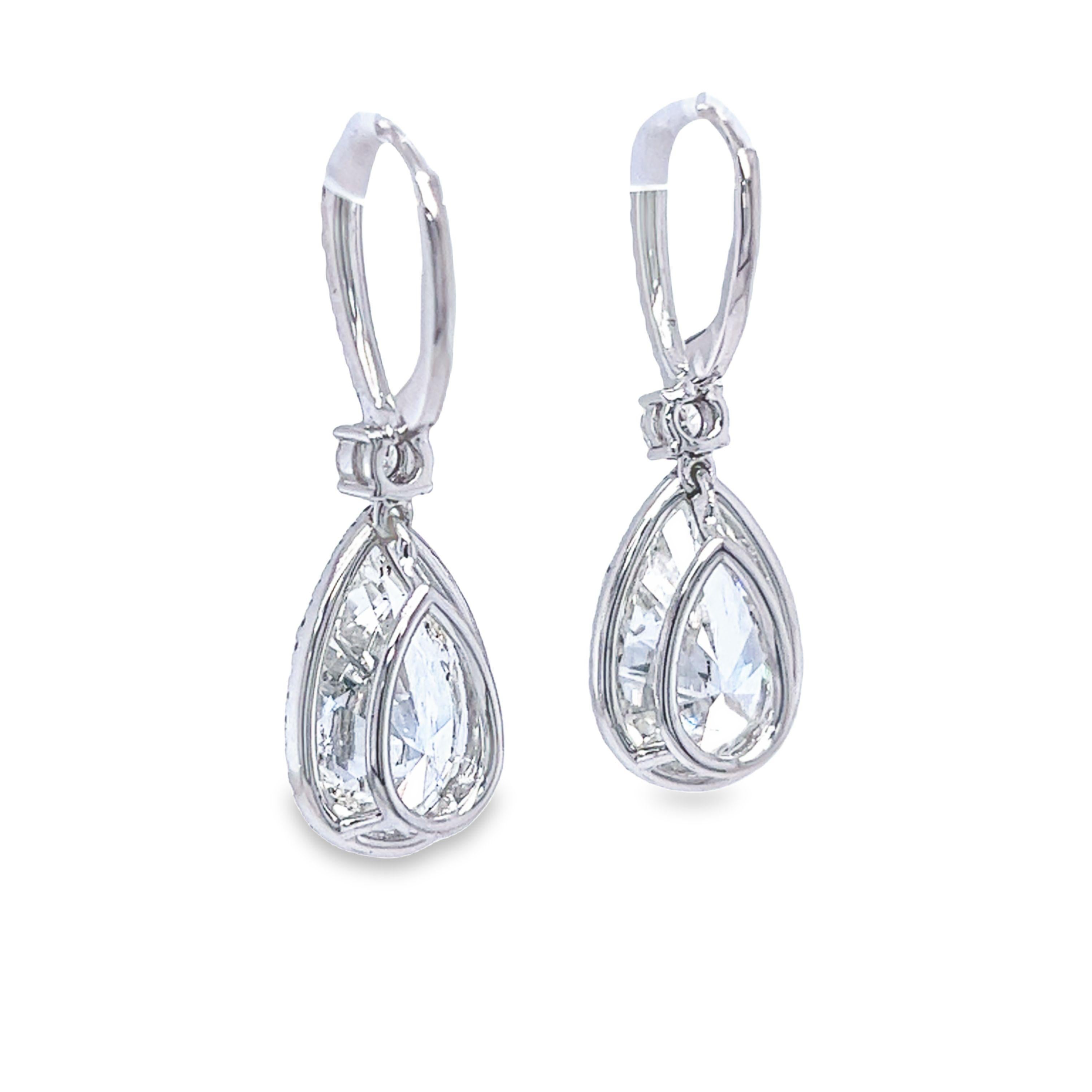David Rosenberg 10.05 Carat Pear Shape GIA Drop Dangle Diamond Earrings 1
