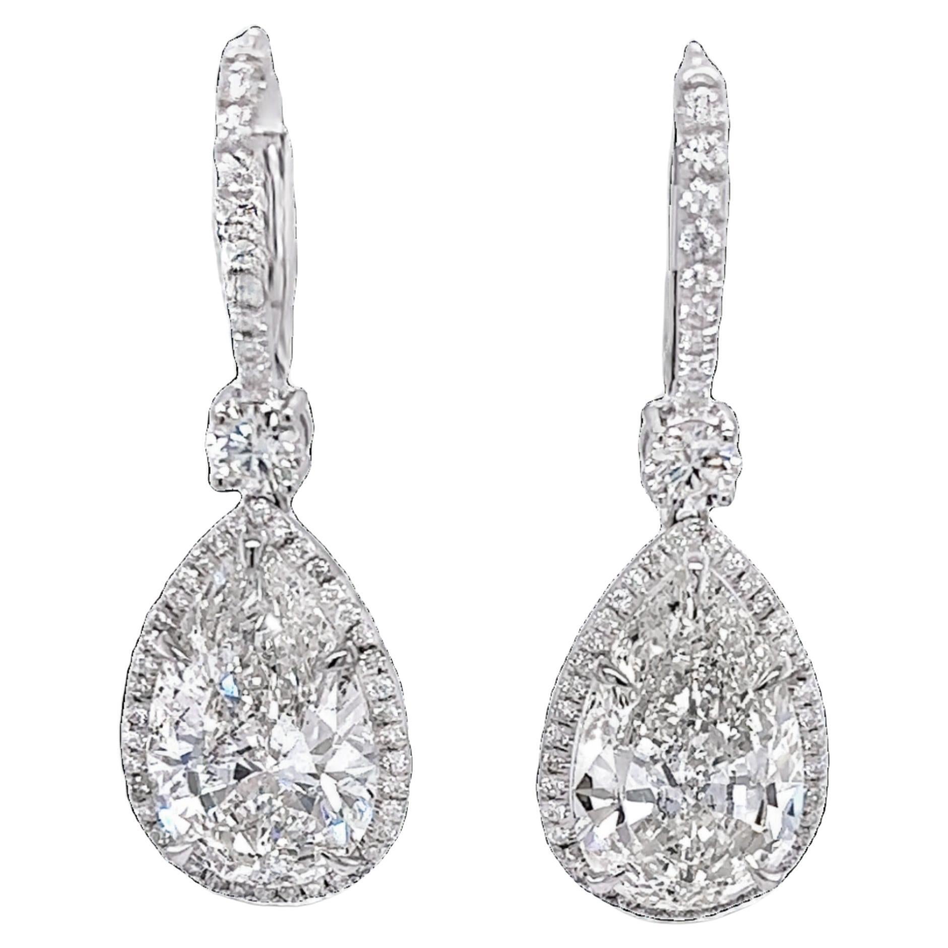 David Rosenberg 10.05 Carat Pear Shape GIA Drop Dangle Diamond Earrings