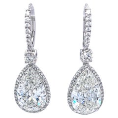 David Rosenberg 10.05 Carat Pear Shape GIA Drop Dangle Diamond Earrings